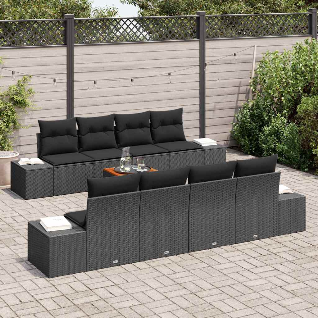 Conjunto de Sofá de Jardim 7 pcs Preto