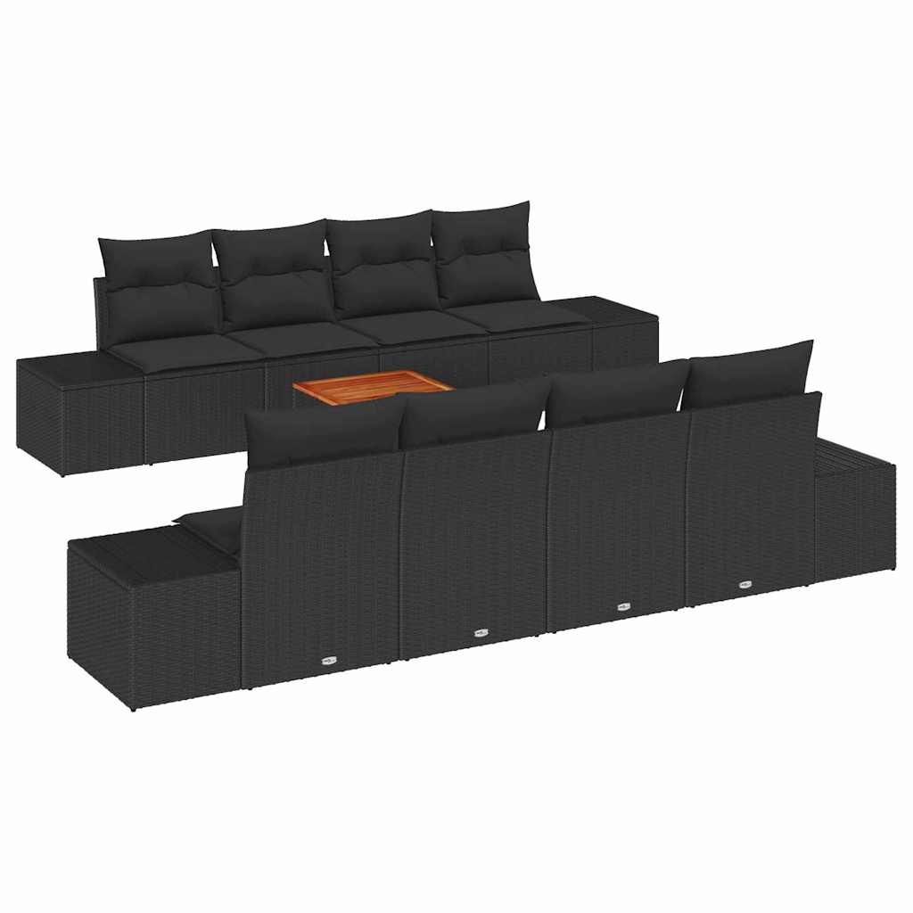 Conjunto de Sofá de Jardim 7 pcs Preto