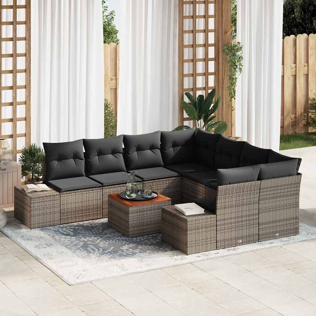 Conjunto de Sofá de Jardim 9 pcs Cinzeto