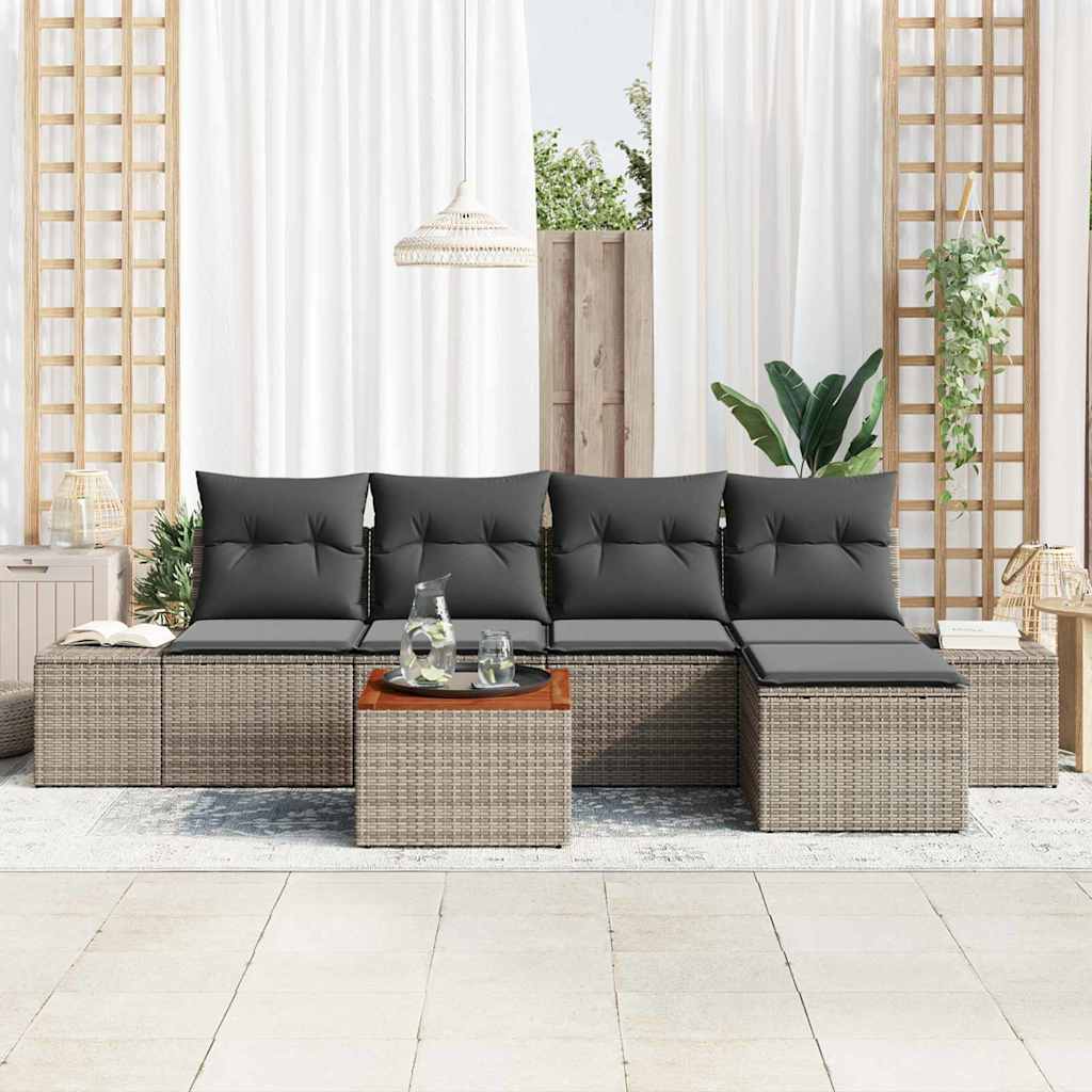 Conjunto de Sofá de Jardim 6 pcs Cinzeto
