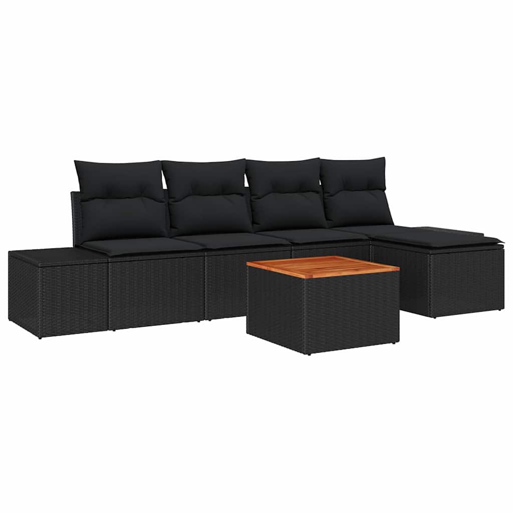 Conjunto de Sofá de Jardim 6 pcs Preto