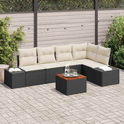 Conjunto de Sofá de Jardim 6 pcs Preto e branco