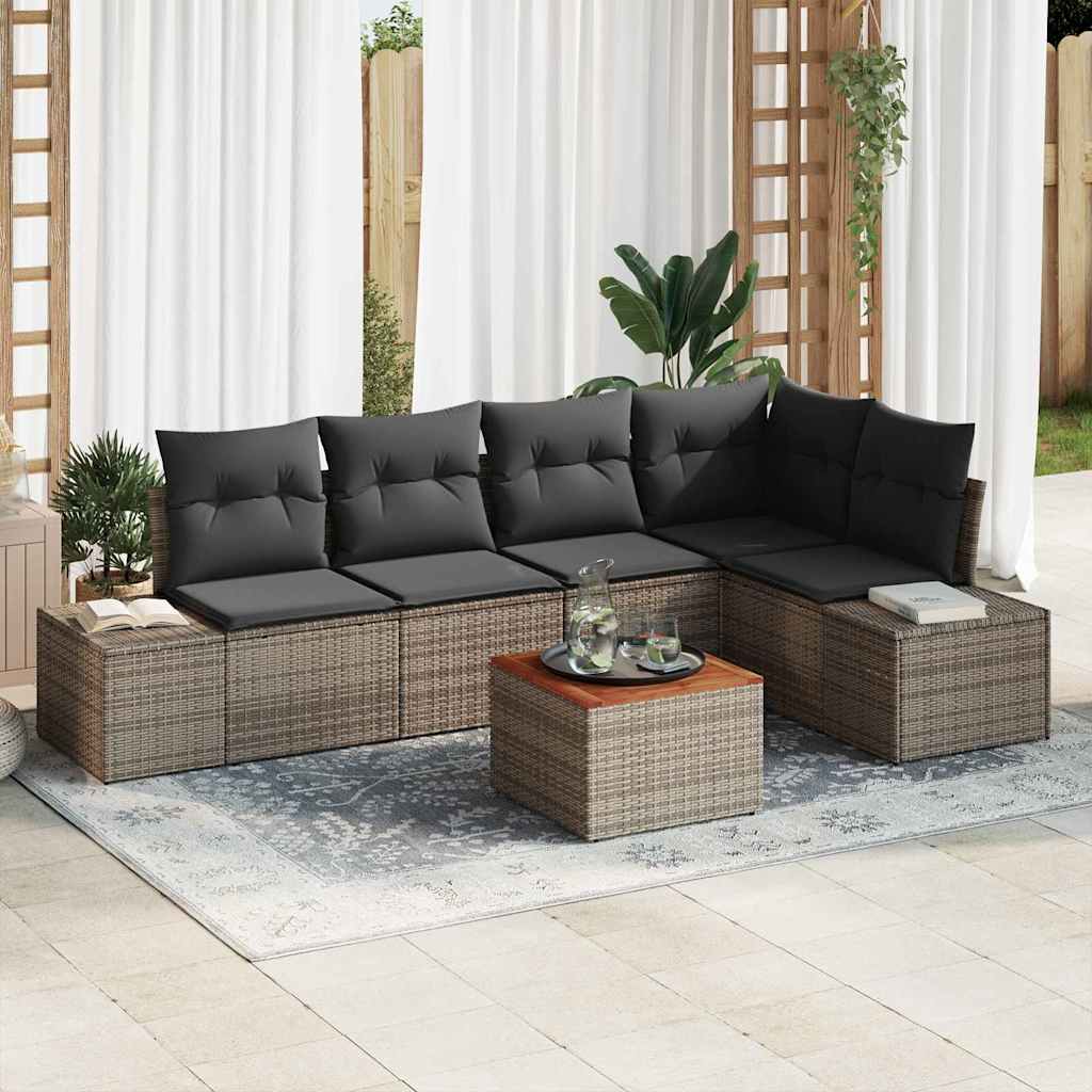 Conjunto de Sofá de Jardim 6 pcs Cinzeto