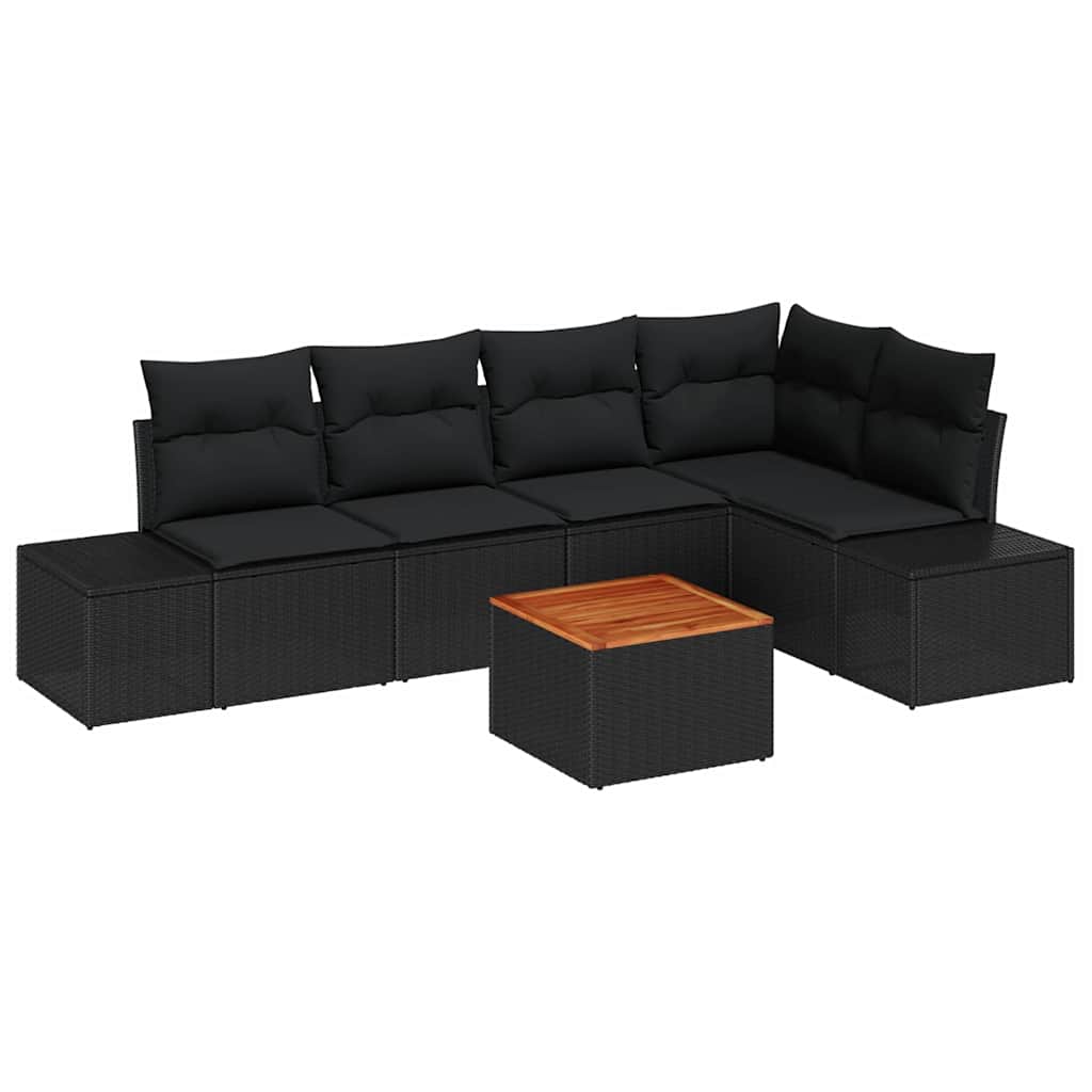 Conjunto de Sofá de Jardim 6 pcs Preto