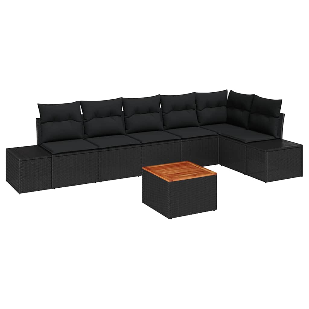 Conjunto de Sofá de Jardim 7 pcs Preto
