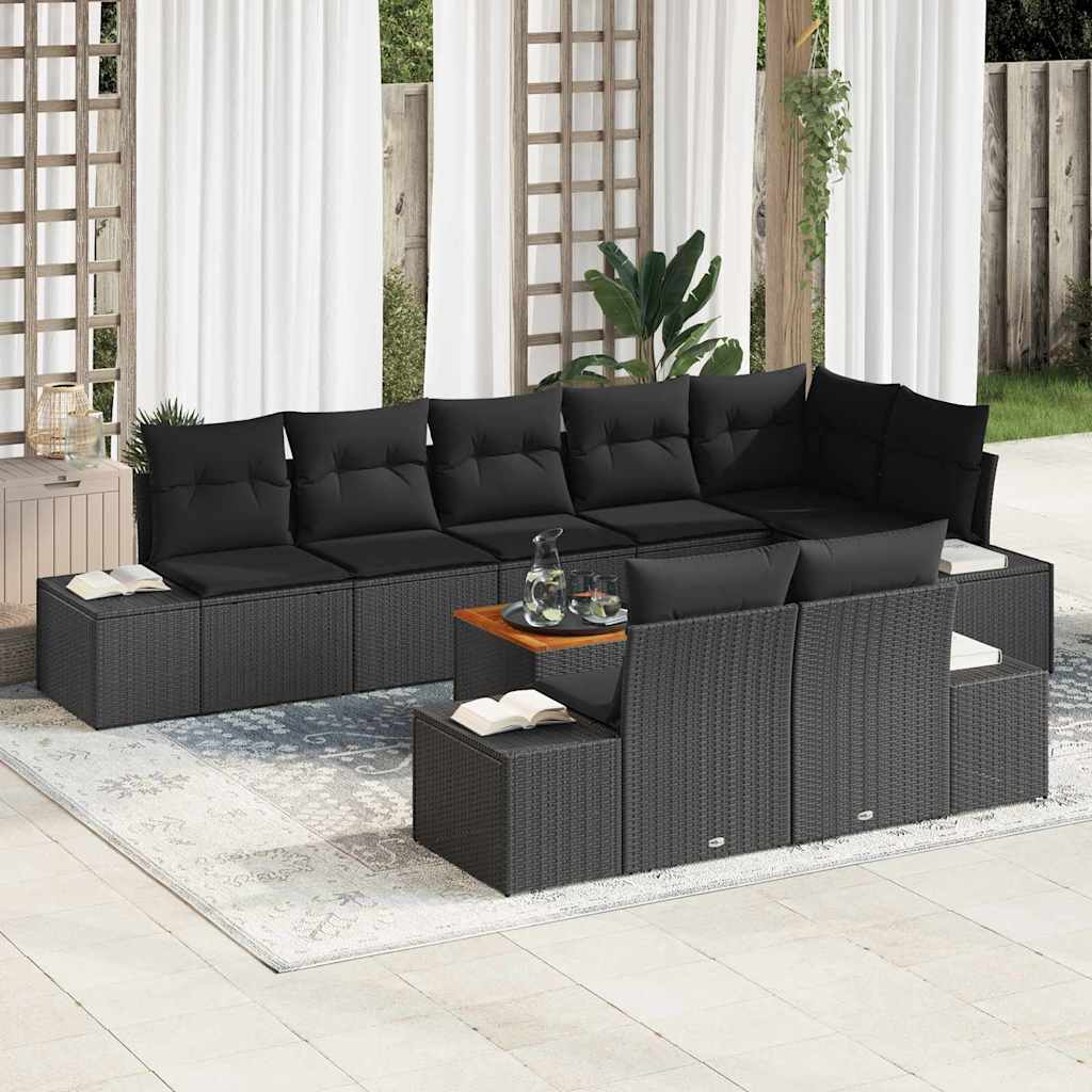 Conjunto de Sofá de Jardim 9 pcs Preto