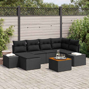 Conjunto de Sofá de Jardim 7 pcs Preto