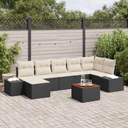 Conjunto de Sofá de Jardim 8 pcs Preto e branco
