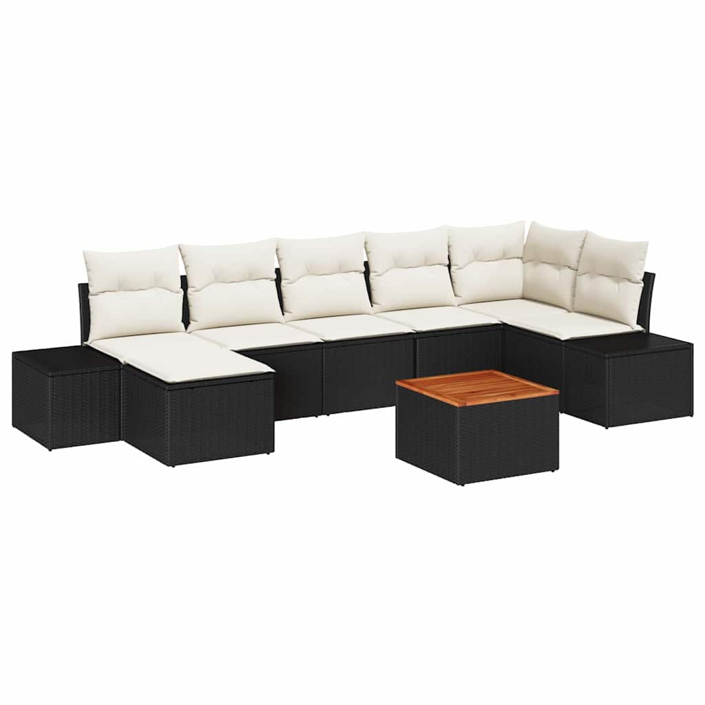 Conjunto de Sofá de Jardim 8 pcs Preto e branco