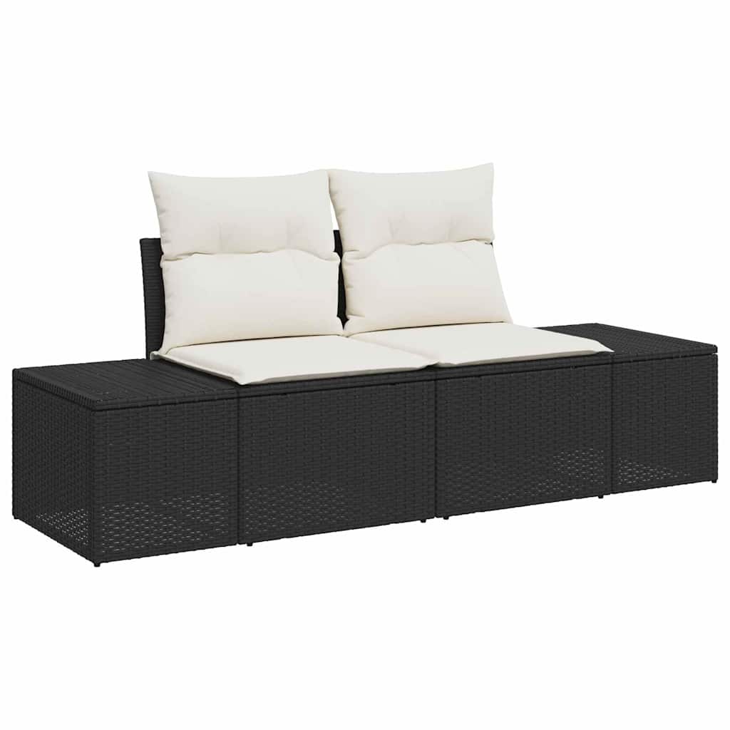 Conjunto de Sofá de Jardim 8 pcs Preto e branco