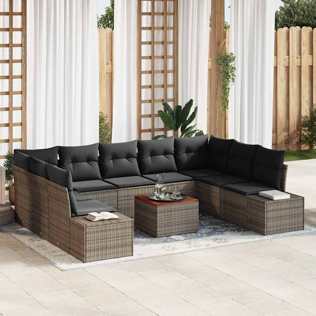 Conjunto de Sofá de Jardim 10 pcs Cinzeto