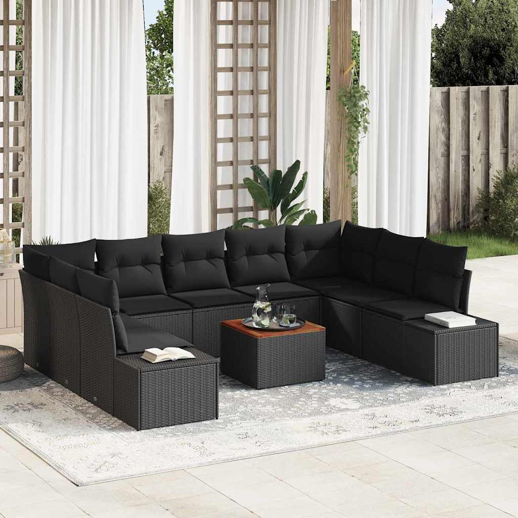 Conjunto de Sofá de Jardim 10 pcs Preto