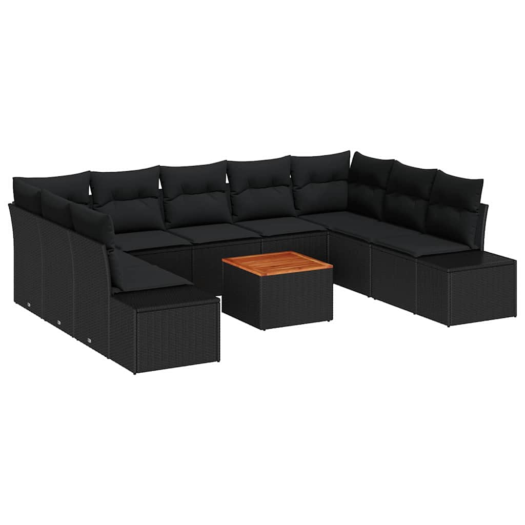 Conjunto de Sofá de Jardim 10 pcs Preto