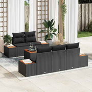 Conjunto de Sofá de Jardim 6 pcs Preto Rattan Sintético