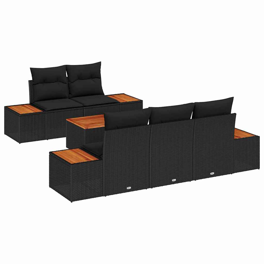 Conjunto de Sofá de Jardim 6 pcs Preto Rattan Sintético