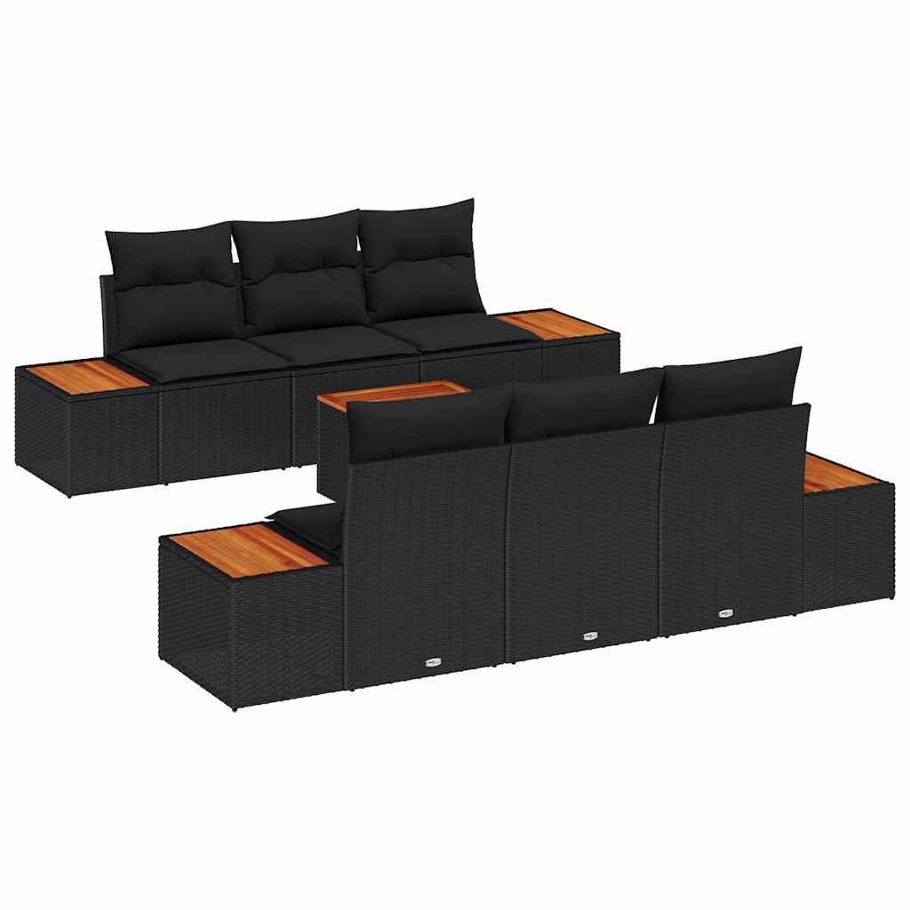 Conjunto de Sofá de Jardim 7 pcs Preto Rattan Sintético