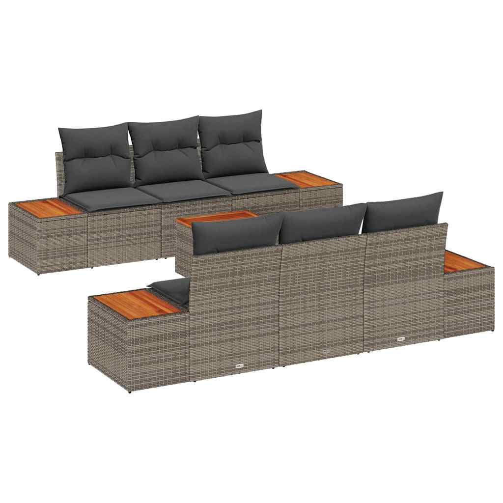 Conjunto de Sofá de Jardim 7 pcs Cinzeto Rattan Sintético