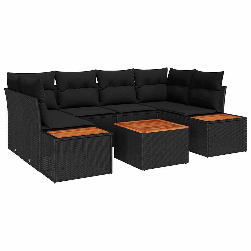 Conjunto de Sofá de Jardim 6 pcs Preto Rattan Sintético