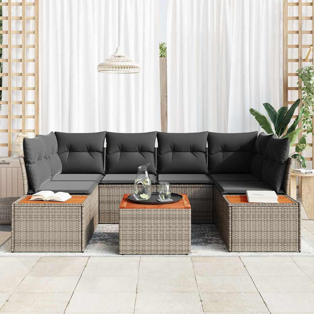 Conjunto de Sofá de Jardim 6 pcs Cinzeto Rattan Sintético