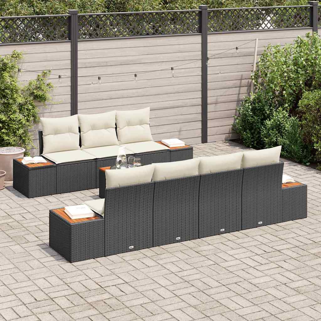 Conjunto de Sofá de Jardim 8 pcs Preto Rattan Sintético