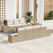 Conjunto de Sofá de Jardim 8 pcs Bege Rattan Sintético
