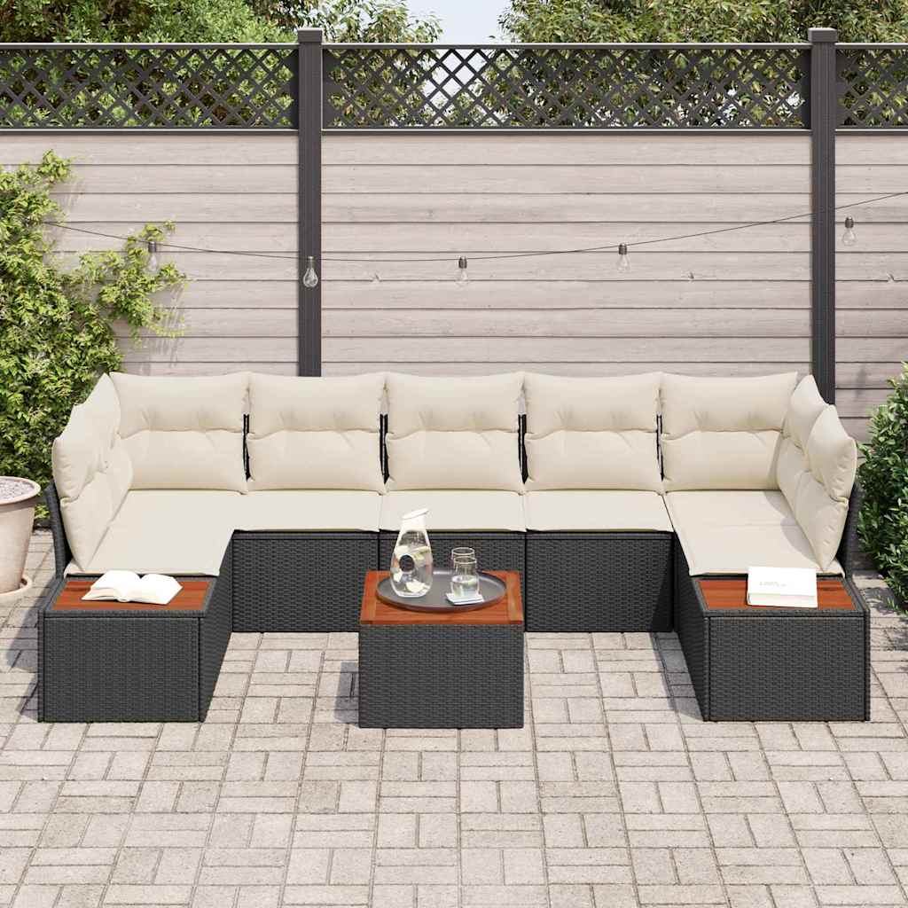 Conjunto de Sofá de Jardim 8 pcs Preto Rattan Sintético