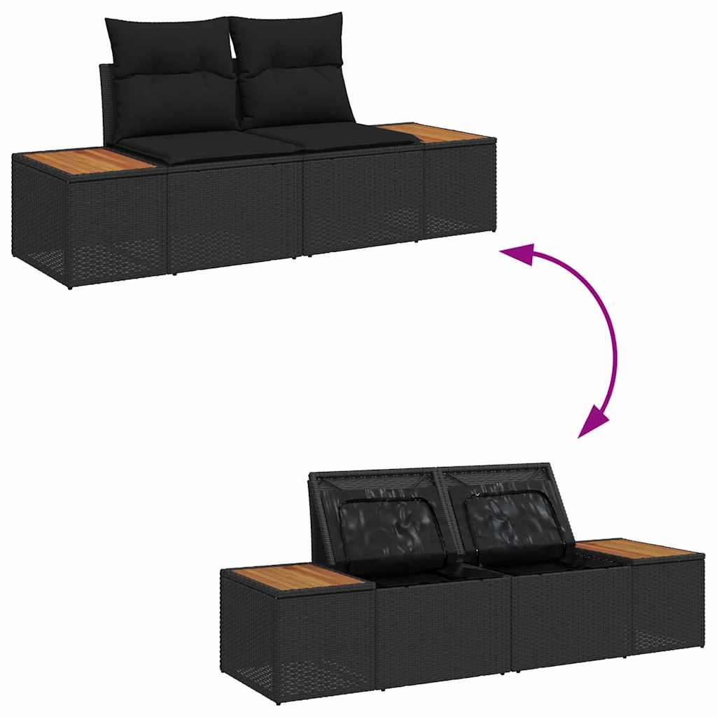 Conjunto de Sofá de Jardim 8 pcs Preto Rattan Sintético