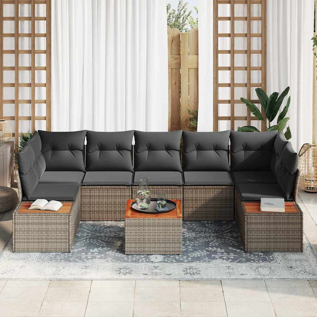 Conjunto de Sofá de Jardim 8 pcs Cinzeto Rattan Sintético