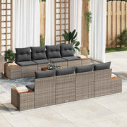 Conjunto de Sofá de Jardim 9 pcs Cinzeto Rattan Sintético