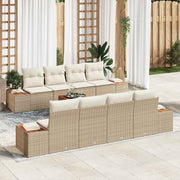 Conjunto de Sofá de Jardim 9 pcs Bege Rattan Sintético