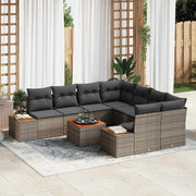 Conjunto de Sofá de Jardim 9 pcs Cinzeto Rattan Sintético