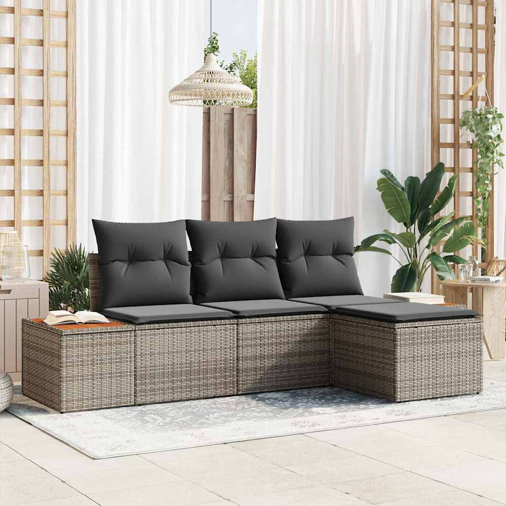 Conjunto de Sofá de Jardim 4 pcs Cinzeto 184 x 62 x 85 cm