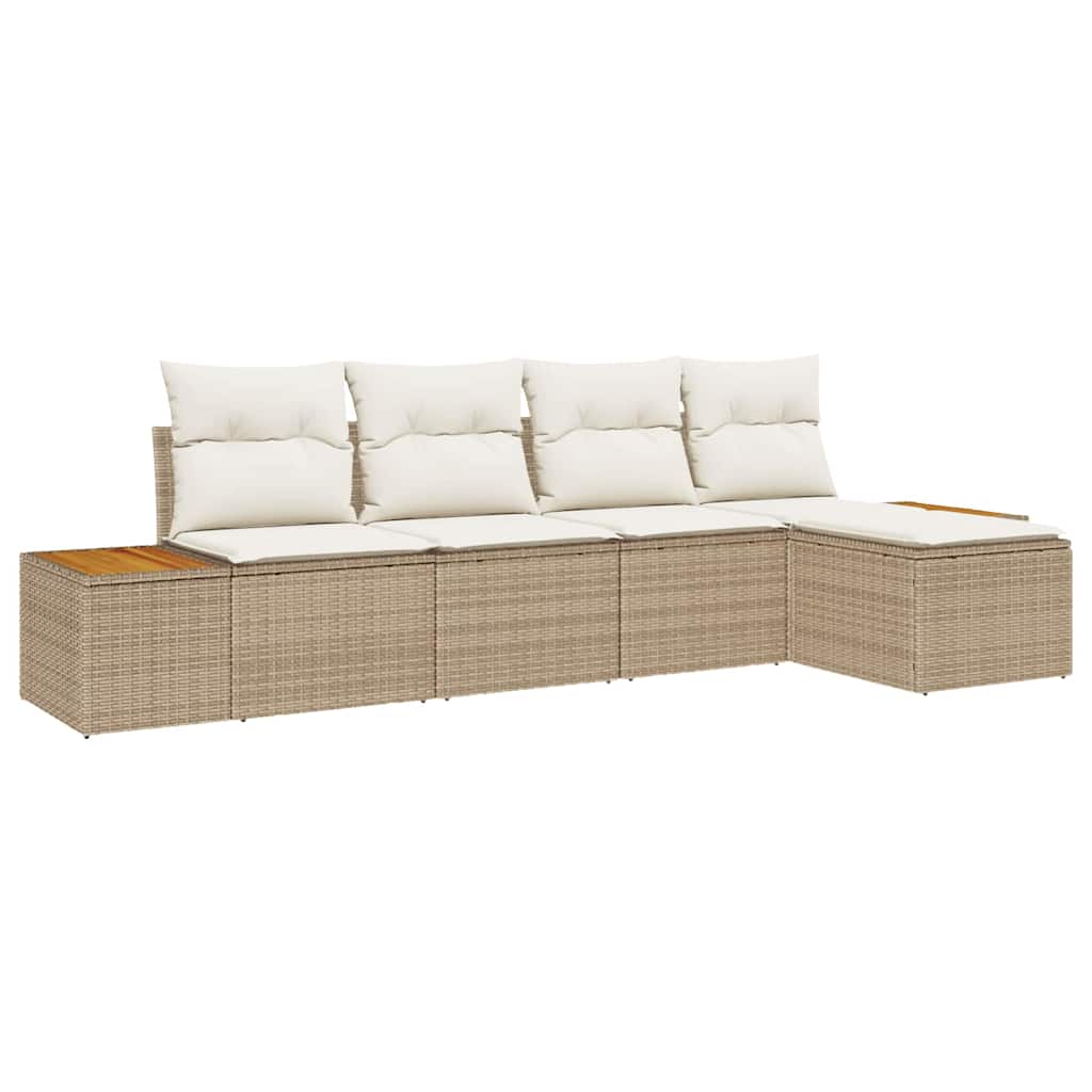 Conjunto de Sofá de Jardim 5 pcs bege e creme 184 x 62 x 85 cm