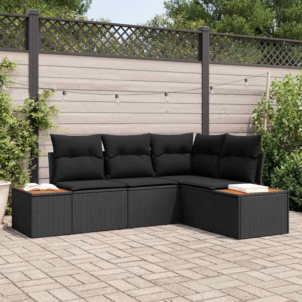 Conjunto de Sofá de Jardim 4 pcs Preto 209 x 154 x 85 cm