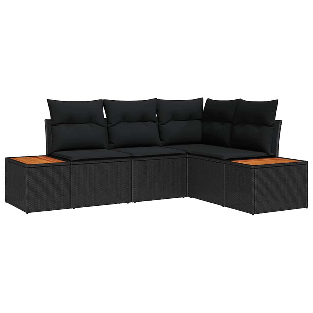 Conjunto de Sofá de Jardim 4 pcs Preto 209 x 154 x 85 cm