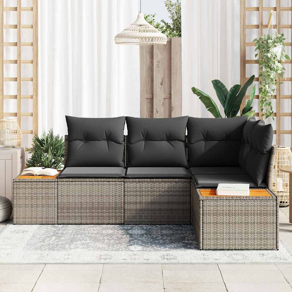 Conjunto de Sofá de Jardim 4 pcs Cinzeto 209 x 154 x 85 cm