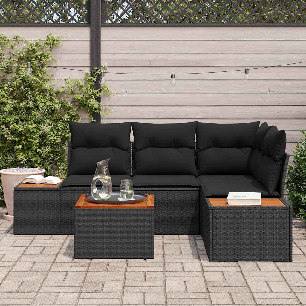 Conjunto de Sofá de Jardim 5 pcs Preto 209 x 154 x 85 cm