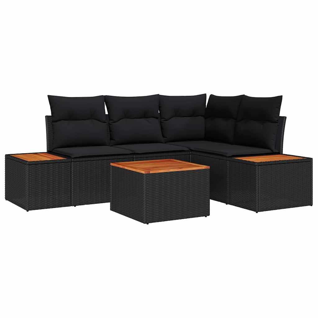 Conjunto de Sofá de Jardim 5 pcs Preto 209 x 154 x 85 cm