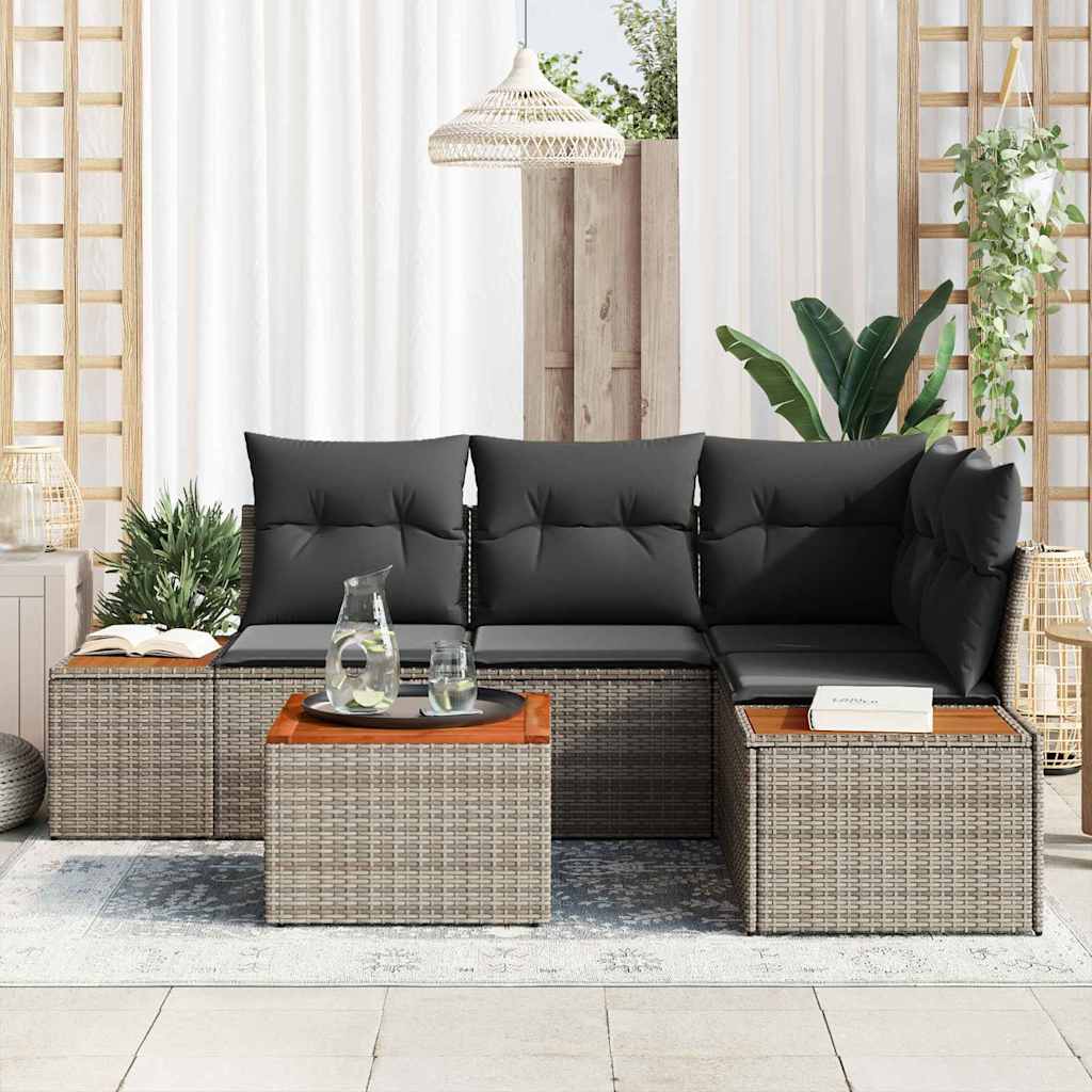 Conjunto de Sofá de Jardim 5 pcs Cinzeto 209 x 154 x 85 cm