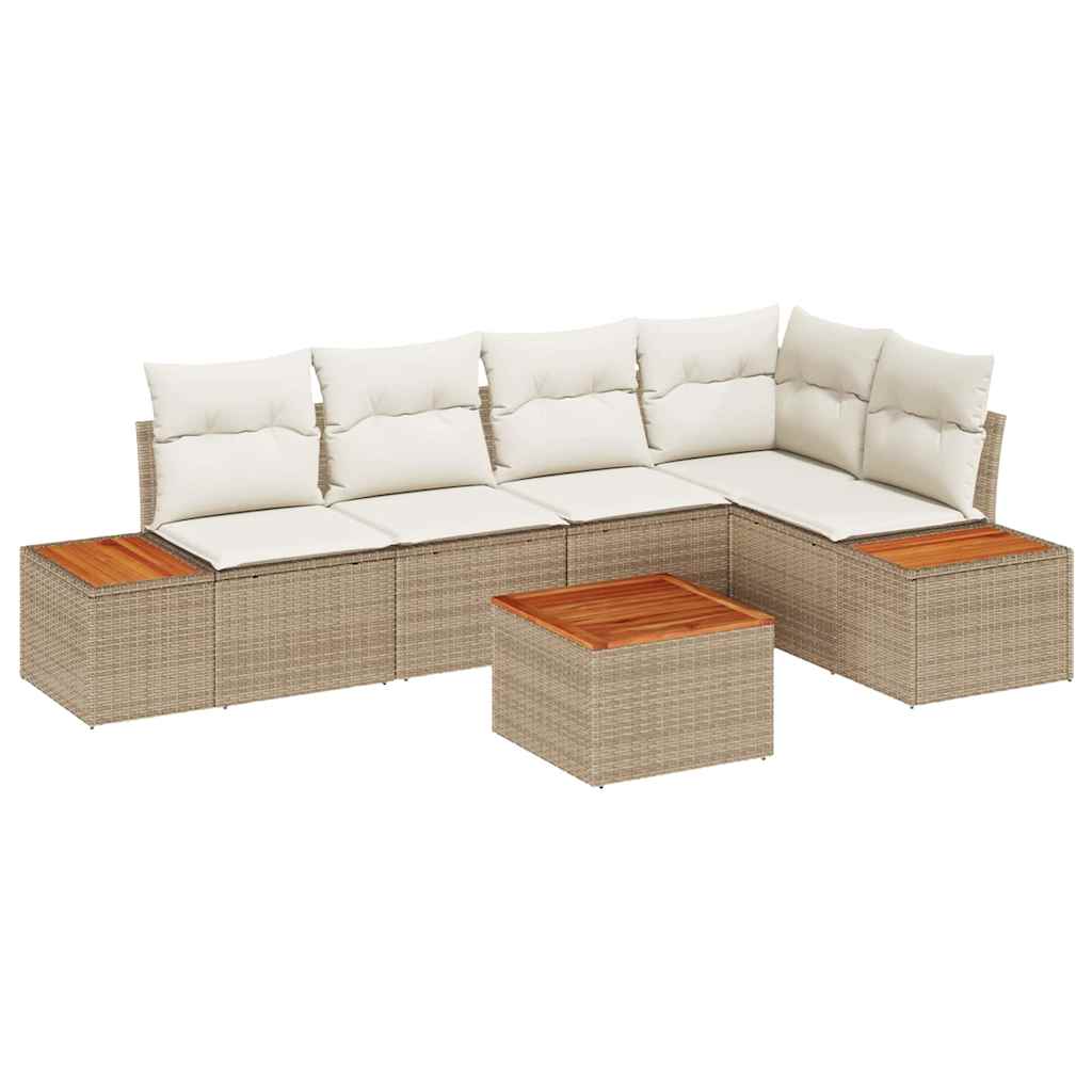 Conjunto de Sofá de Jardim 6 pcs bege e creme 264 x 154 x 85 cm