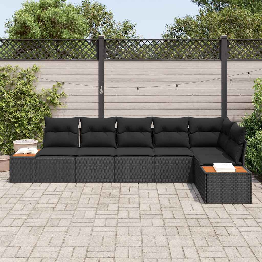 Conjunto de Sofá de Jardim 6 pcs Preto 319 x 154 x 85 cm