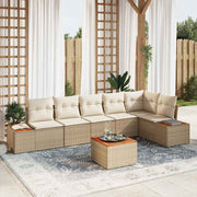 Conjunto de Sofá de Jardim 7 pcs bege e creme 319 x 154 x 85 cm