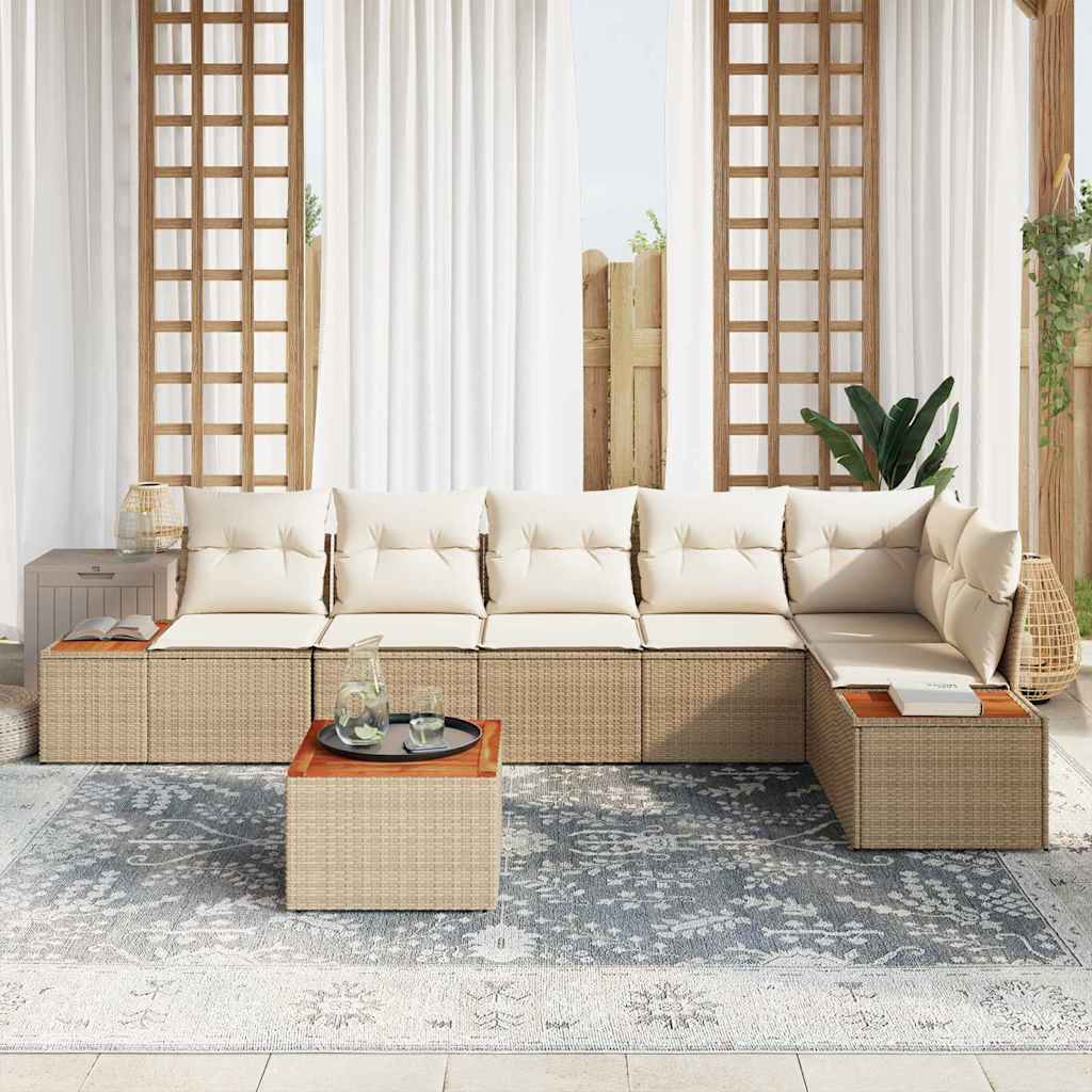Conjunto de Sofá de Jardim 7 pcs bege e creme 319 x 154 x 85 cm