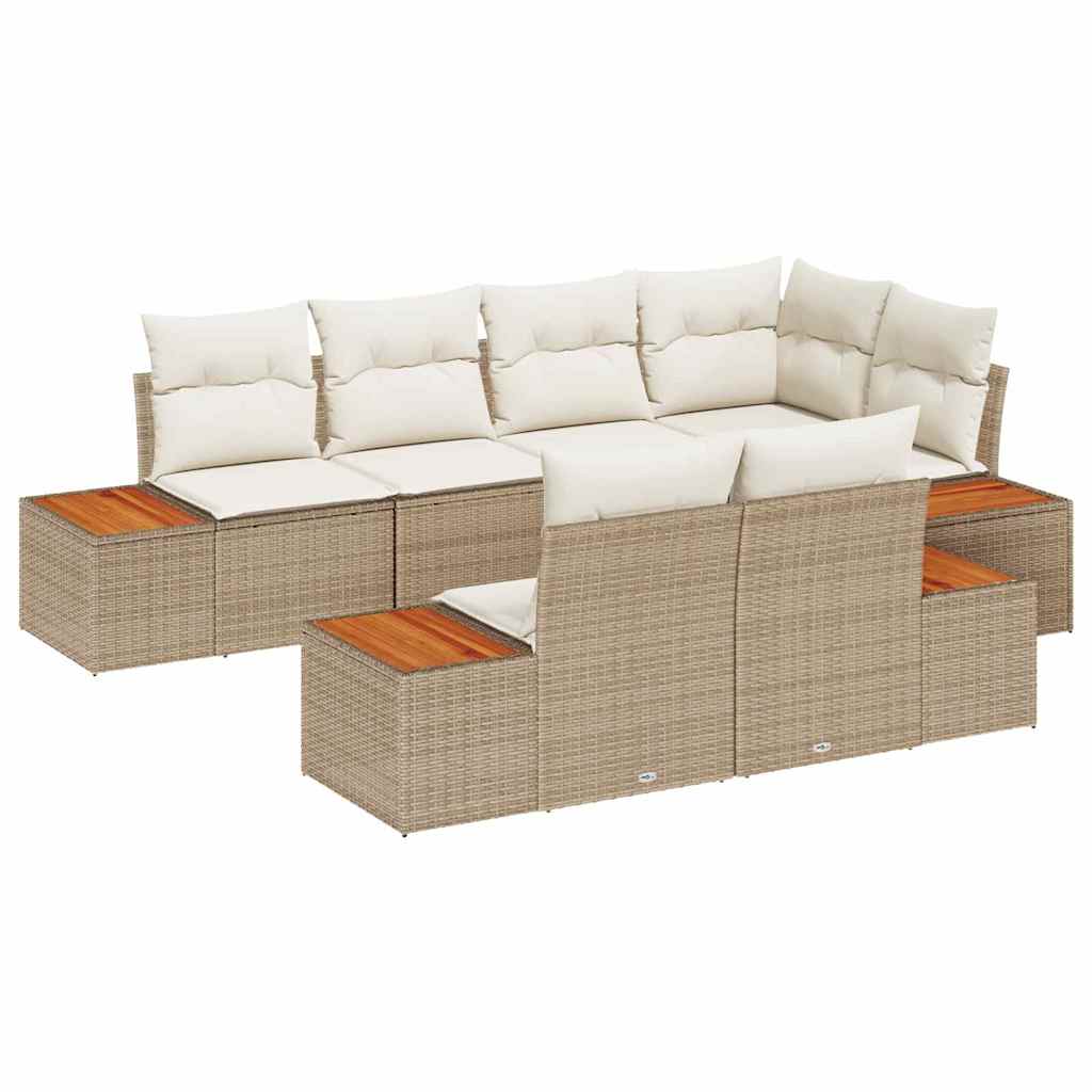 Conjunto de Sofá de Jardim 7 pcs bege e creme 264 x 154 x 85 cm