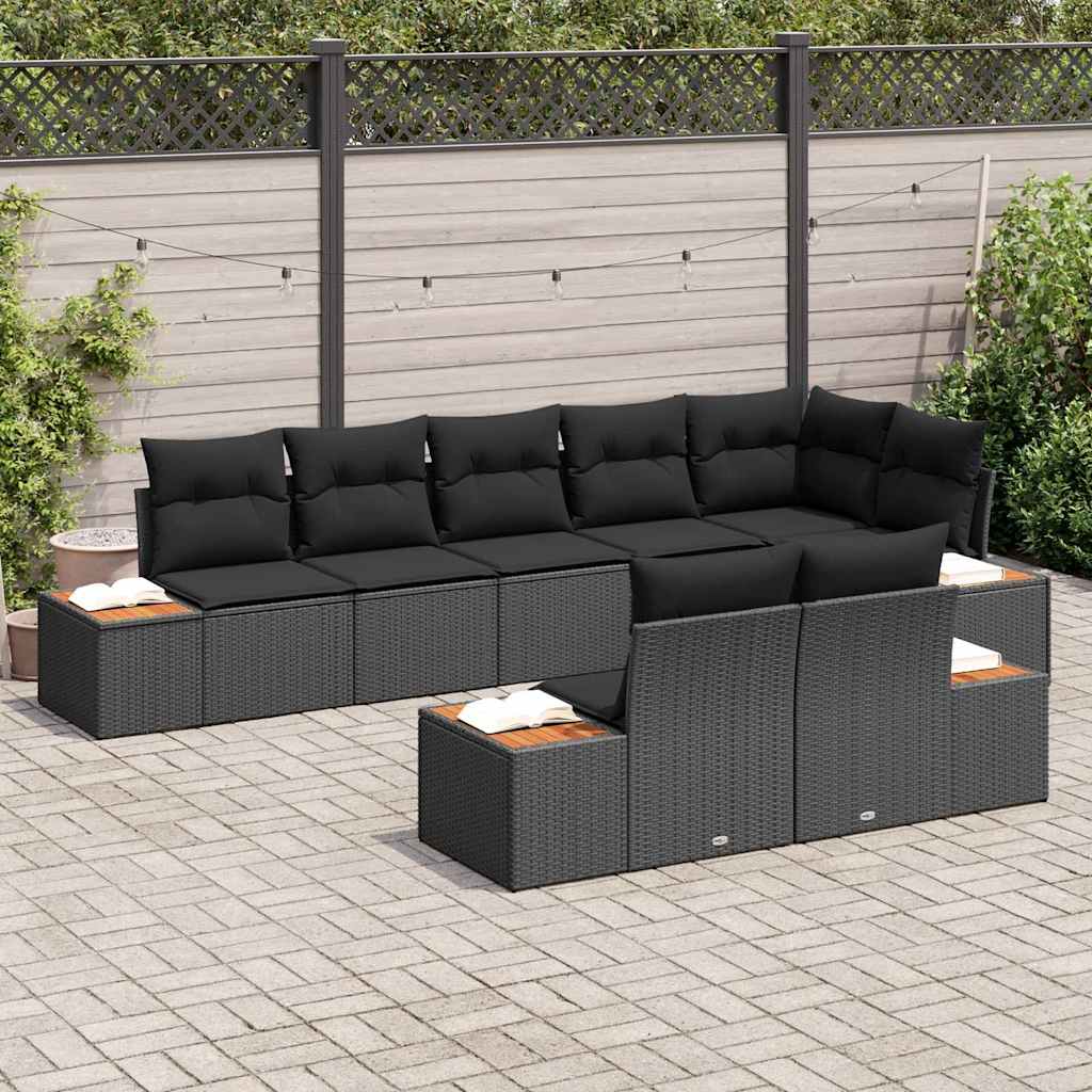 Conjunto de Sofá de Jardim 8 pcs Preto 319 x 154 x 85 cm