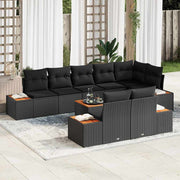 Conjunto de Sofá de Jardim 9 pcs Preto 319 x 154 x 85 cm