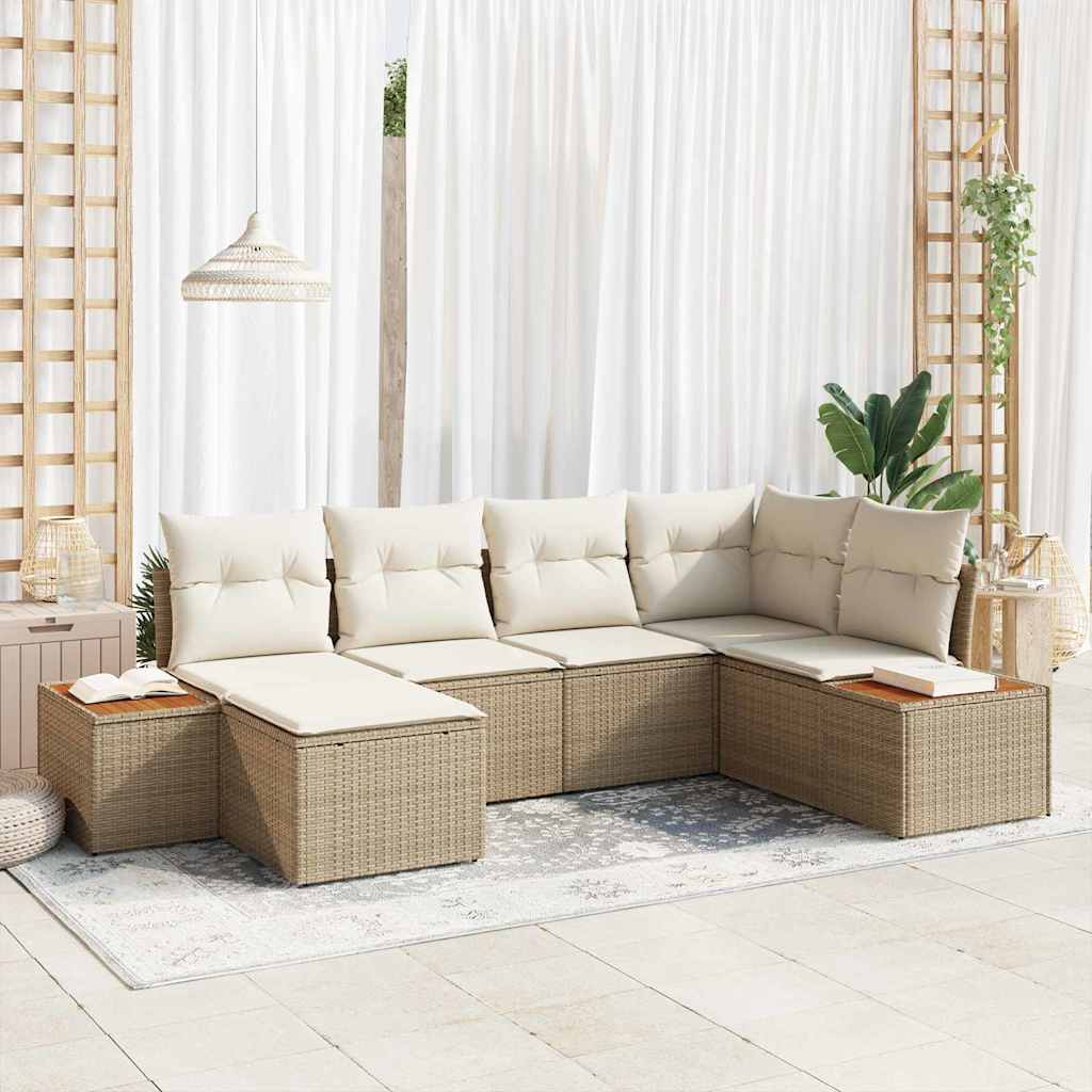 Conjunto de Sofá de Jardim 6 pcs bege e creme 264 x 154 x 85 cm
