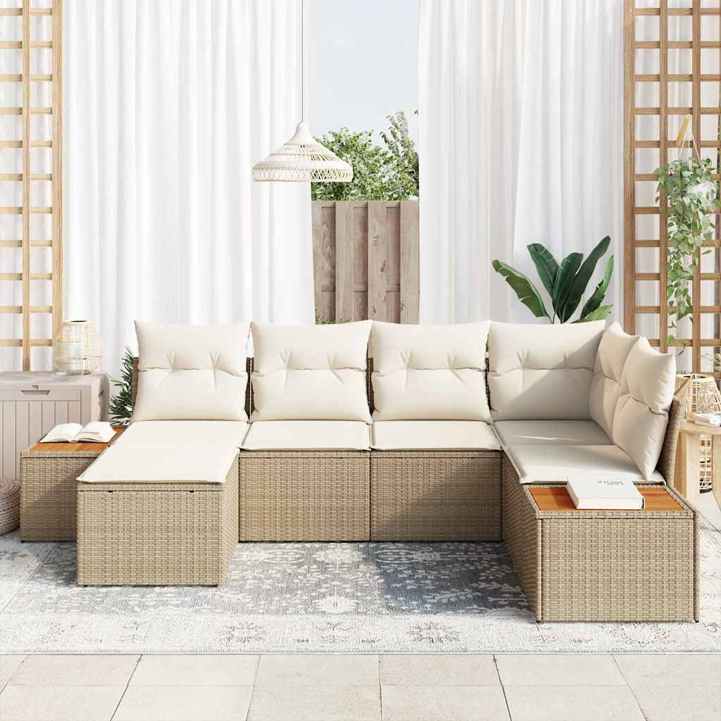 Conjunto de Sofá de Jardim 6 pcs bege e creme 264 x 154 x 85 cm