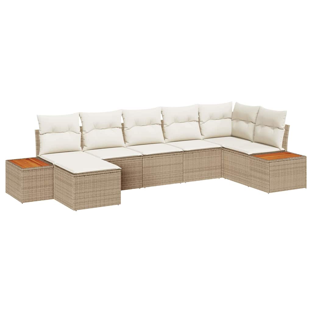 Conjunto de Sofá de Jardim 7 pcs bege e creme 319 x 154 x 85 cm