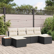 Conjunto de Sofá de Jardim 6 pcs Preto e creme 184 x 62 x 85 cm